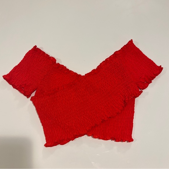 The Indigo Child Smocked Crisscross Crop Top - Picture 1 of 3